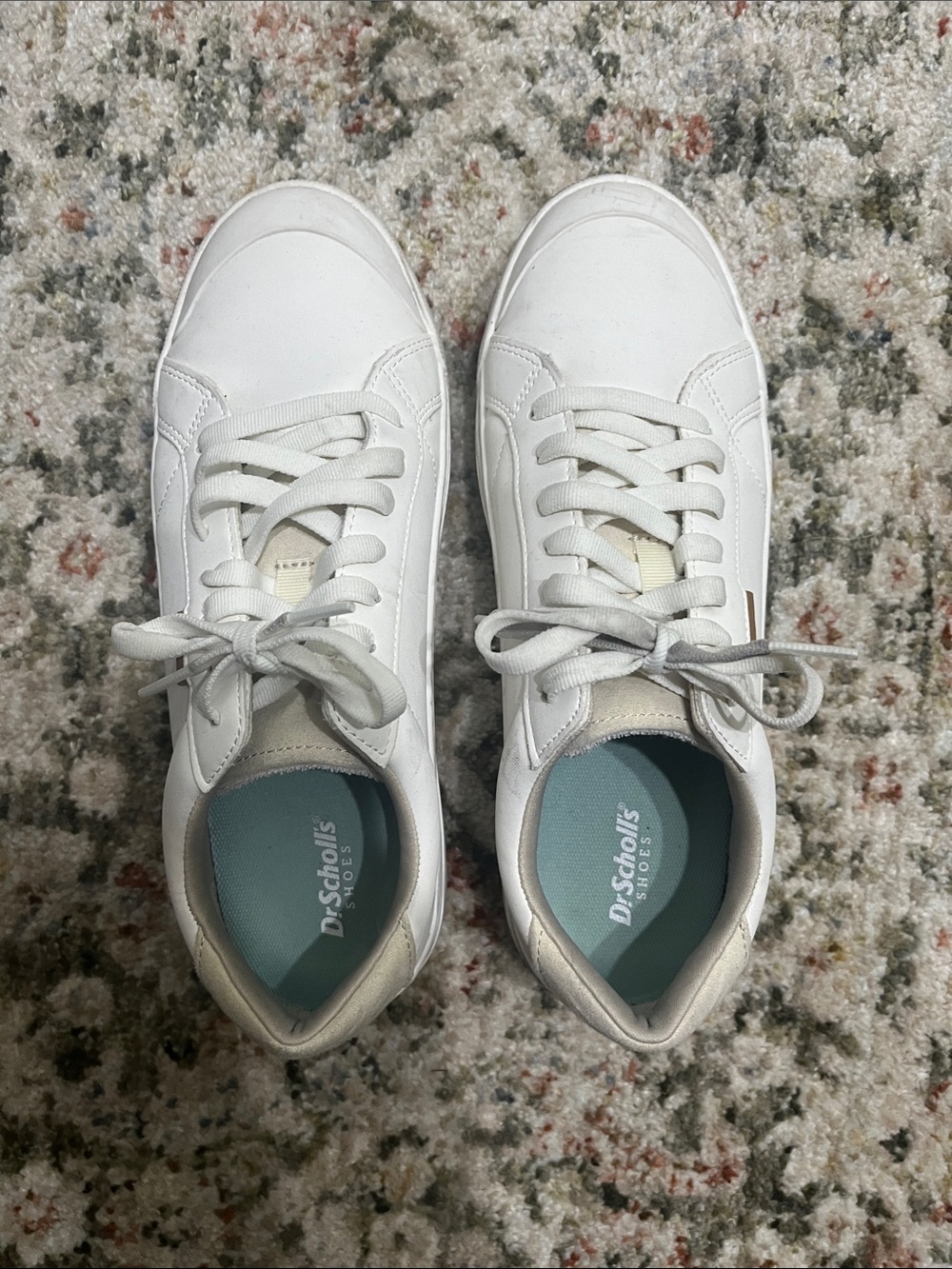 Dr. Scholl's White Leather Low-Top Lace-Up Sneakers